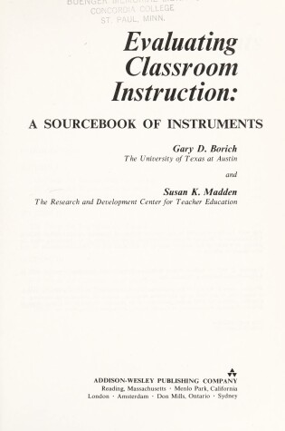 Cover of Evaluating Classroom Instruction