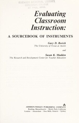 Book cover for Evaluating Classroom Instruction