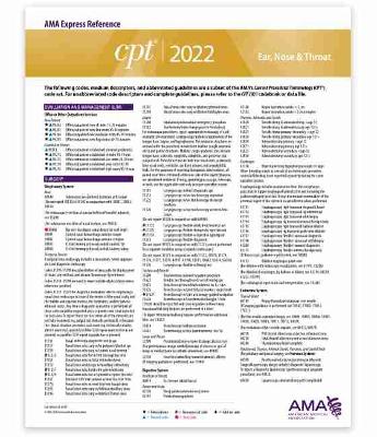 Cover of CPT Express Reference Coding Card 2022: Ear, Nose & Throat