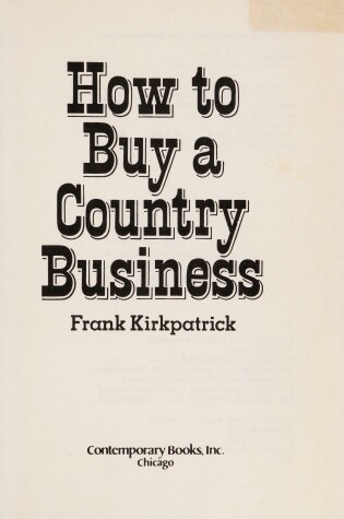 Cover of How to Buy a Country Business