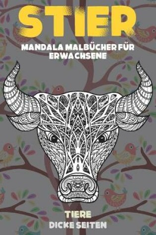 Cover of Mandala Malbücher für Erwachsene - Dicke Seiten - Tiere - Stier