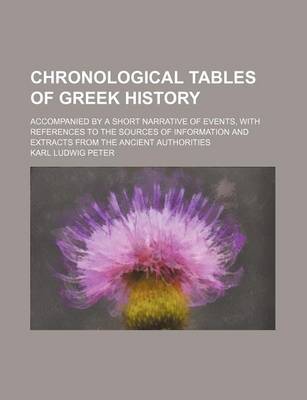 Book cover for Chronological Tables of Greek History; Accompanied by a Short Narrative of Events, with References to the Sources of Information and Extracts from the Ancient Authorities