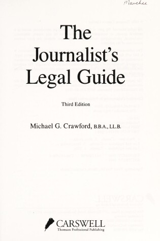 Cover of Journalist Legal Guide 3rd Ed