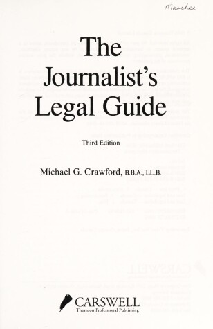 Book cover for Journalist Legal Guide 3rd Ed