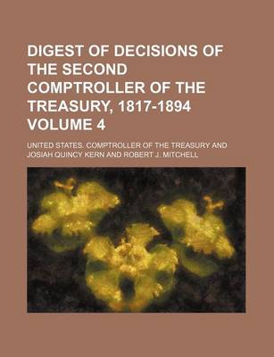 Book cover for Digest of Decisions of the Second Comptroller of the Treasury, 1817-1894 Volume 4