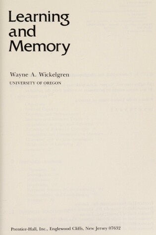 Cover of Learning and Memory