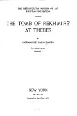 Cover of Tomb of Rekh-mi-re at Thebes