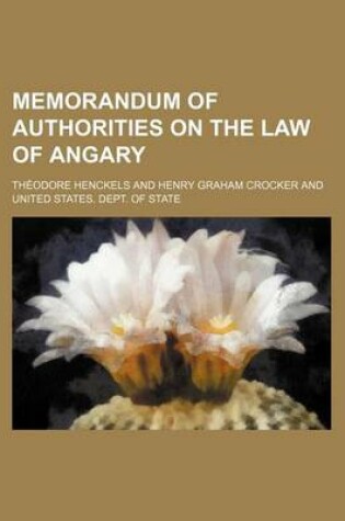 Cover of Memorandum of Authorities on the Law of Angary