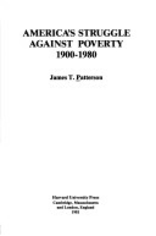 Cover of America's Struggle Against Poverty, 1900-80