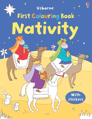 Book cover for First Colouring Book Nativity + stickers