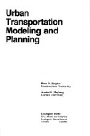 Cover of Urban Transportation, Modeling and Planning