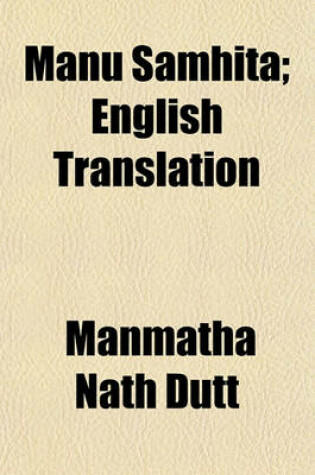 Cover of Manu Samhita; English Translation