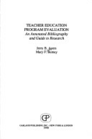 Cover of Teacher Educ Prog Evaluation