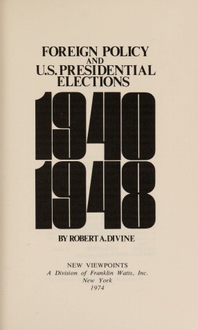 Book cover for Foreign Policy and United States Presidential Elections