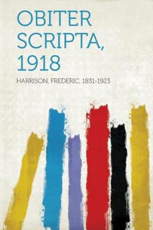 Cover of Obiter Scripta, 1918