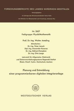 Cover of Planung Und Entwicklung Einer Programmierbaren Digitalen Integrieranlage