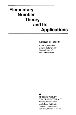 Cover of Elementary Number Theory and Its Applications