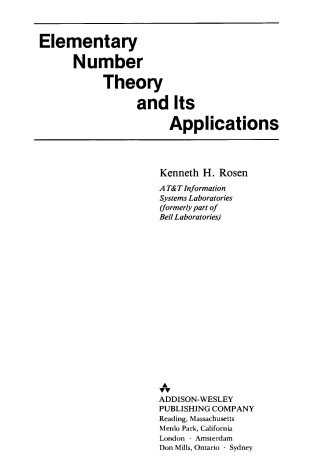 Book cover for Elementary Number Theory and Its Applications