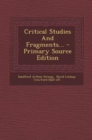 Cover of Critical Studies and Fragments...