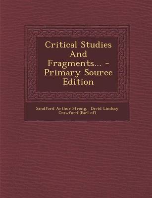 Book cover for Critical Studies and Fragments...