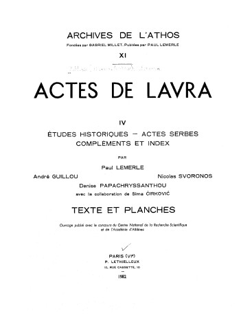 Cover of Actes de Lavra. IV