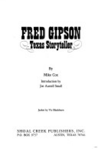 Cover of Fred Gipson, Texas Storyteller