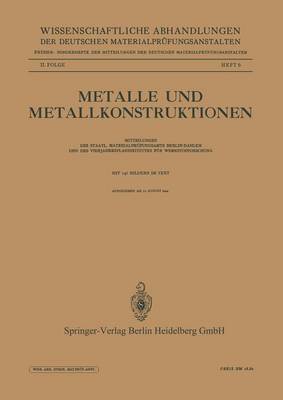 Book cover for Metalle und Metallkonstruktionen