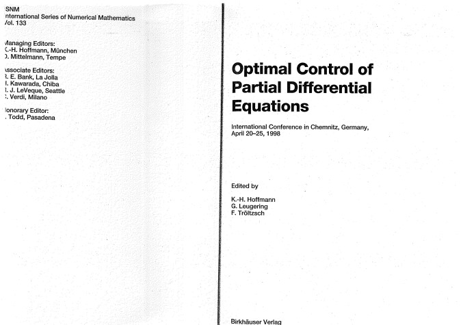 Book cover for Optimal Control of Partial Differential Equations