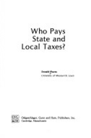 Cover of Who Pays State and Local Taxes?