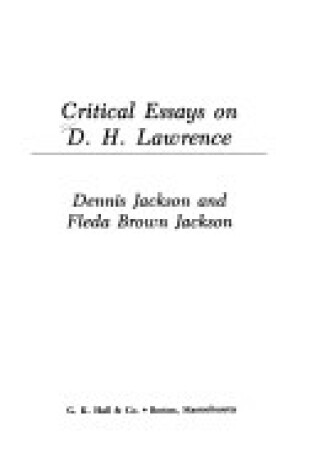 Cover of Critical Essays on D.H. Lawrence