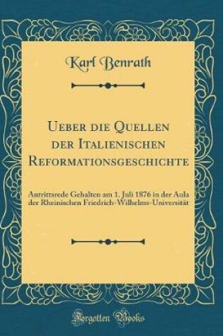 Cover of Ueber Die Quellen Der Italienischen Reformationsgeschichte