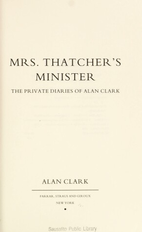 Book cover for Mrs. Thatcher's Minister