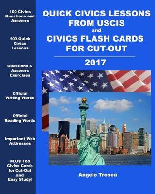 Book cover for Quick Civics Lessons from USCIS and Civics Flash Cards for Cut-Out