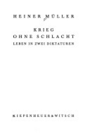 Cover of Krieg Ohne Schlacht Leben