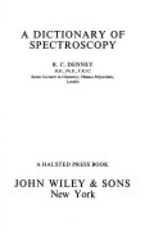 Cover of Denney: Dictionary of *Spectroscopy*