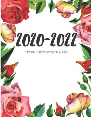 Book cover for 2020-2022 Three 3 Year Planner Watercolor Roses Monthly Calendar Gratitude Agenda Schedule Organizer