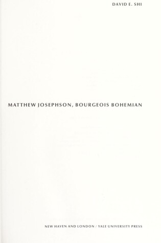 Cover of Matthew Josephson, Bourgeois Bohemian