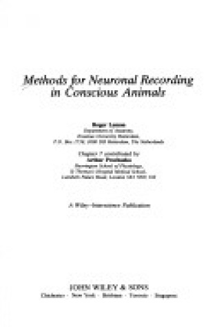 Cover of Methods for Neuronal Recording in Conscious Animals