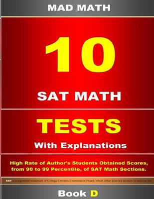 Book cover for 10 SAT Math Tests with Explanation Book D