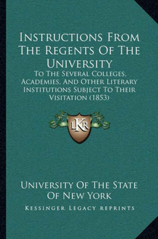 Cover of Instructions from the Regents of the University