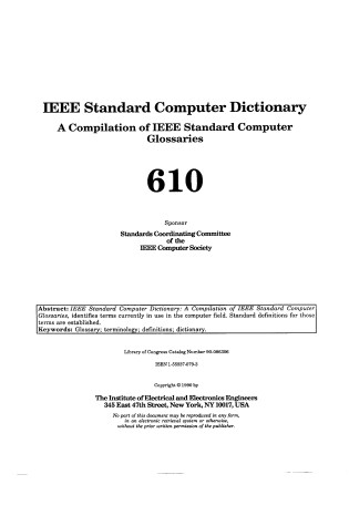 Cover of IEEE Standard Computer Dictionary