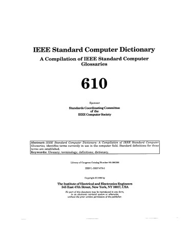 Book cover for IEEE Standard Computer Dictionary