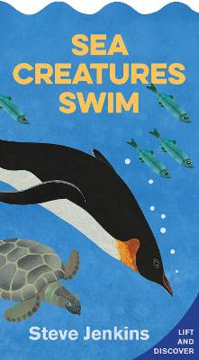 Book cover for Sea Creatures Swim Shaped Board Book with Lift-the-Flaps