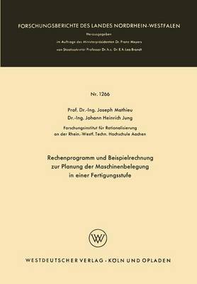 Book cover for Rechenprogramm Und Beispielrechnung Zur Planung Der Maschinenbelegung in Einer Fertigungsstufe