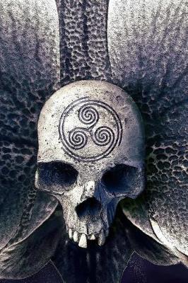 Book cover for Mystical Triple Spiral Symbol on a Skull Journal Occult Book of Shadows