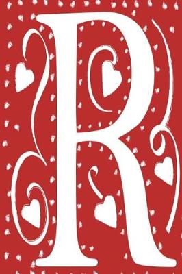 Book cover for Monogram Journal Letter R Hearts Love Red White