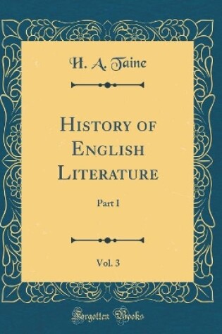 Cover of History of English Literature, Vol. 3