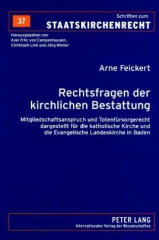 Cover of Rechtsfragen Der Kirchlichen Bestattung