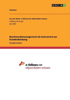 Book cover for Beschwerdemanagement als Instrument zur Kundenbindung