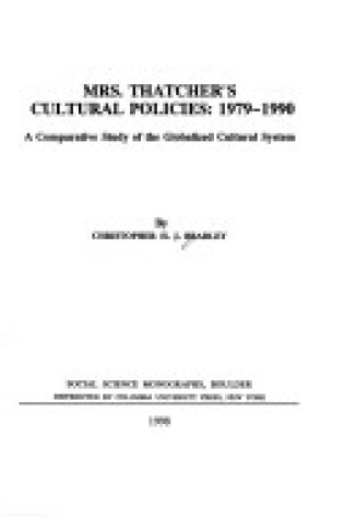 Cover of Mrs. Thatcher's Cultural Policy